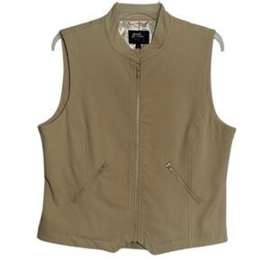 Goode Rider Corduroy Vest Womens XL Horse Riding Equestrian Zip Outerwear Tan